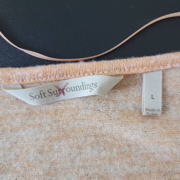 Soft Surroundings Womens Size Large Wrap Front Sweater Pink Orange Long Sleeves - Picture 4 of 7